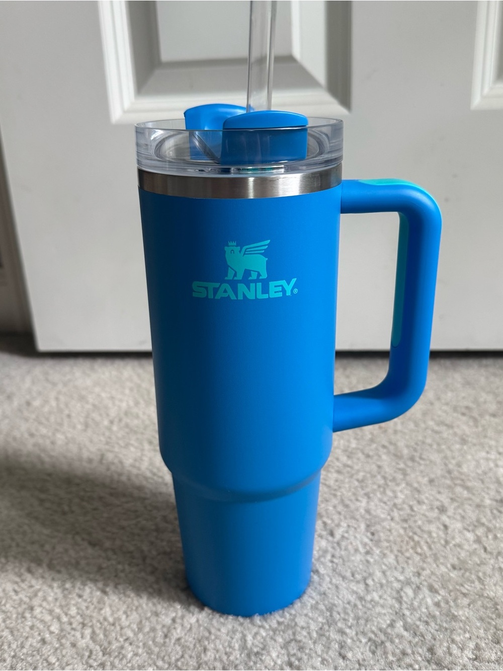 Stanley Quencher H2.0 FlowState Tumbler 30 oz Blue Insulated Cup w/ Teal Logo